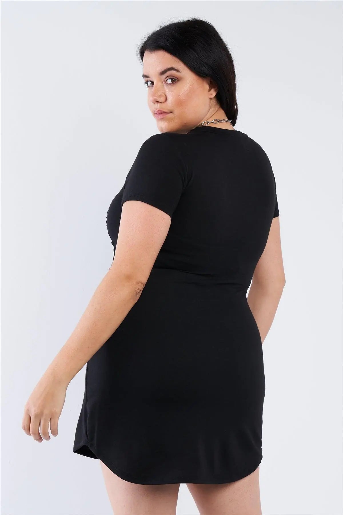 Junior Plus Size Black Graphic T-shirt Dress /2-2-2
